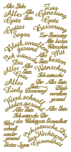 Stickerbogen 10 x 23 cm Alles Liebe / Alles Gute gold