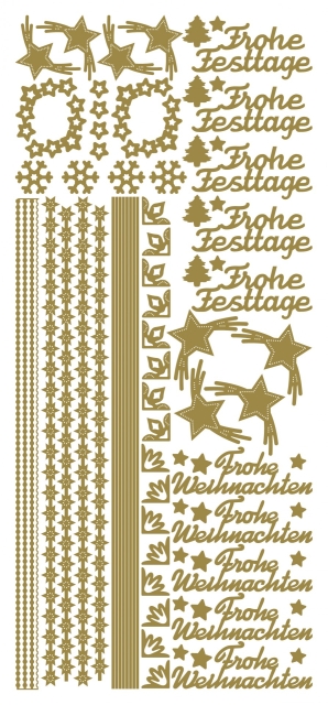 Stickerbogen 10 x 23 cm Frohe Festtage gold