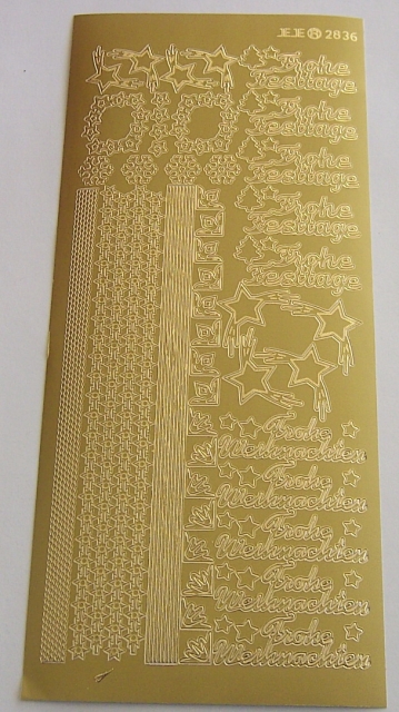Stickerbogen 10 x 23 cm Frohe Festtage gold