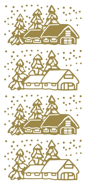 Stickerbogen 10 x 23 cm Snow Landscapes gold
