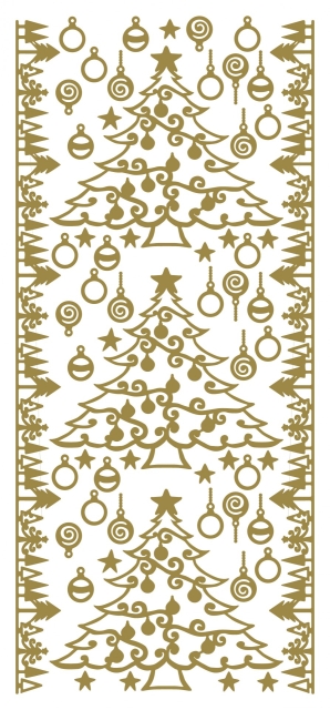 Stickerbogen 10 x 23 cm Christmas Tree gold