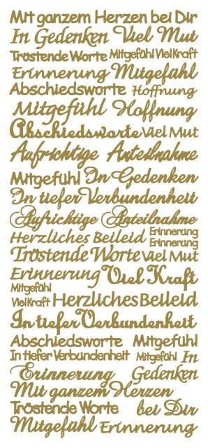 Stickerbogen 10 x 23 cm Anteilnahme gold