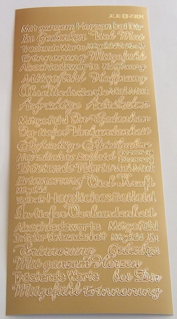 Stickerbogen 10 x 23 cm Anteilnahme gold