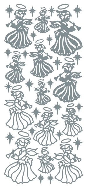 Stickerbogen 10 x 23 cm Angels silber