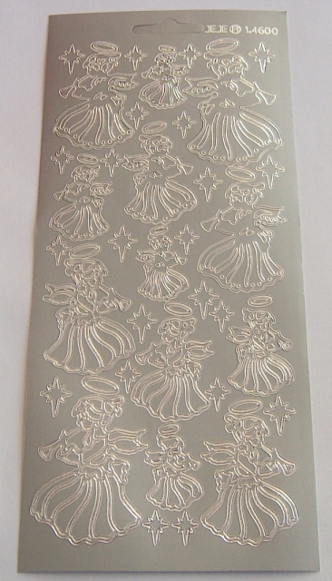 Stickerbogen 10 x 23 cm Angels silber
