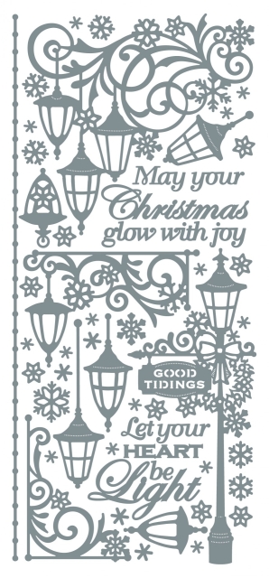 Stickerbogen 10 x 23 cm Christmas Lanterns silber