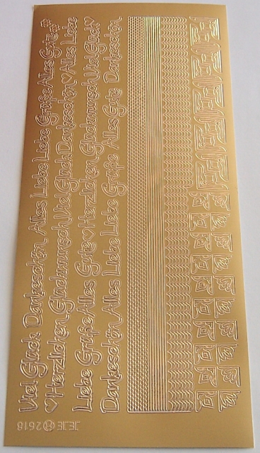 Stickerbogen 10 x 23 cm Verschiedene Texte / Linien gold