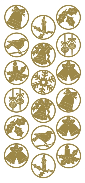 Stickerbogen 10 x 23 cm Christmas Round 2 gold