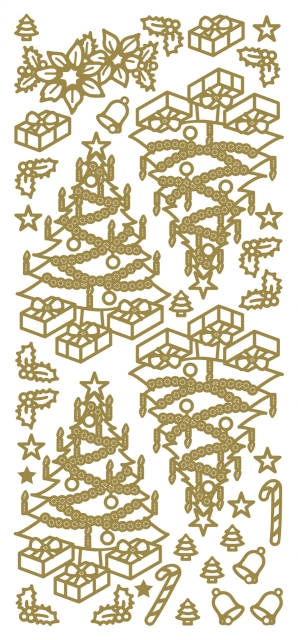 Stickerbogen 10 x 23 cm Christmas Fir Tree gold