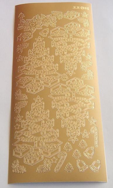 Stickerbogen 10 x 23 cm Christmas Fir Tree gold