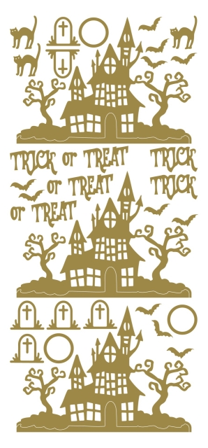 Stickerbogen 10 x 23 cm Haunted House gold