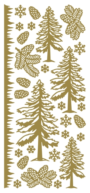 Stickerbogen 10 x 23 cm Trees gold