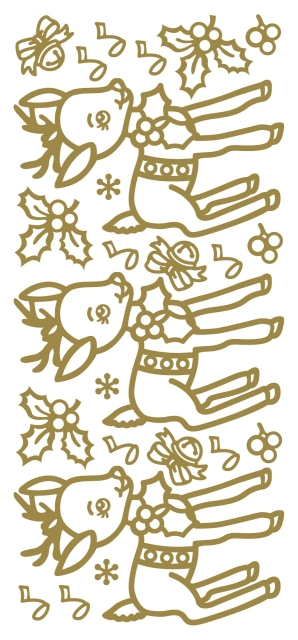 Stickerbogen 10 x 23 cm Reindeer gold