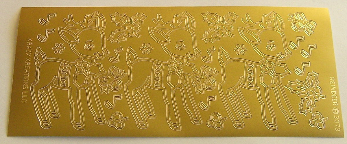 Stickerbogen 10 x 23 cm Reindeer gold