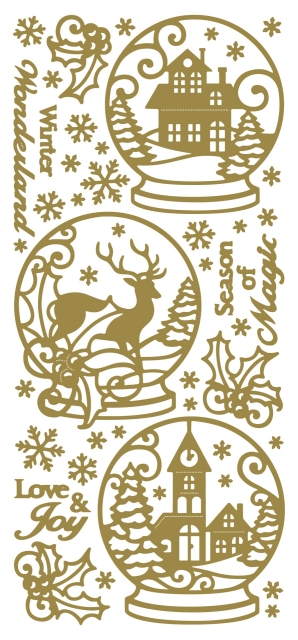 Stickerbogen 10 x 23 cm Snow Globes gold