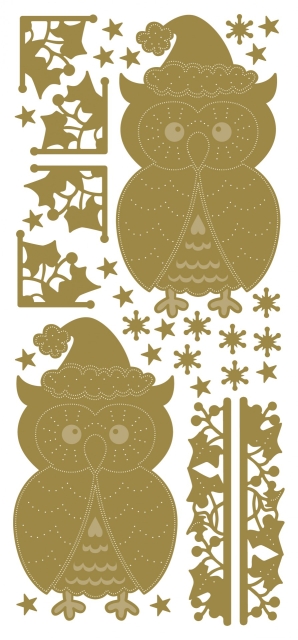 Stickerbogen 10 x 23 cm Owls gold