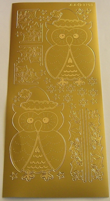 Stickerbogen 10 x 23 cm Owls gold