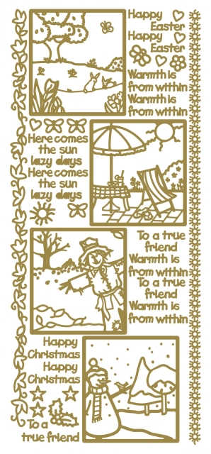 Stickerbogen 10 x 23 cm Season Scenes gold