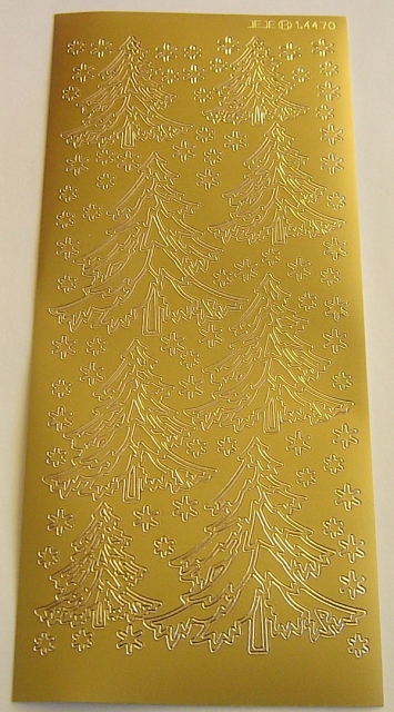 Stickerbogen 10 x 23 cm Fir Trees gold