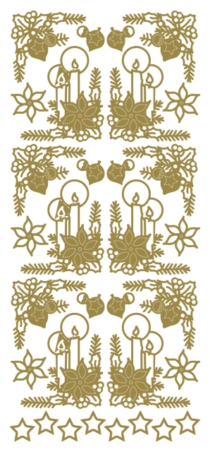 Stickerbogen 10 x 23 cm 3D X-mas Candle Corners gold
