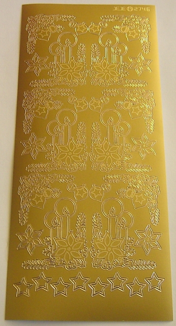 Stickerbogen 10 x 23 cm 3D X-mas Candle Corners gold