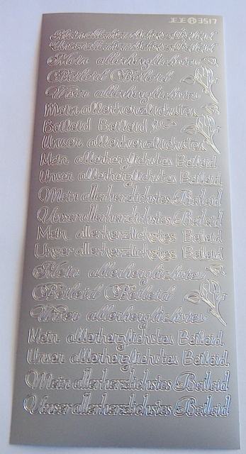 Stickerbogen 10 x 23 cm Allerherzlichstes Beileid silber