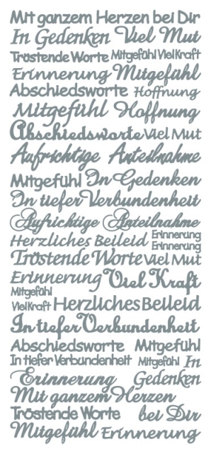 Stickerbogen 10 x 23 cm Anteilnahme silber