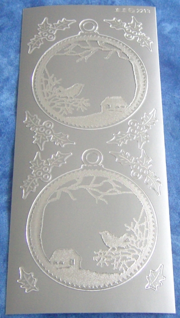 Stickerbogen 10 x 23 cm Etched Christmas Balls silber