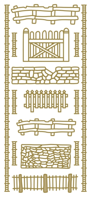 Stickerbogen 10 x 23 cm Ziersticker Fences gold