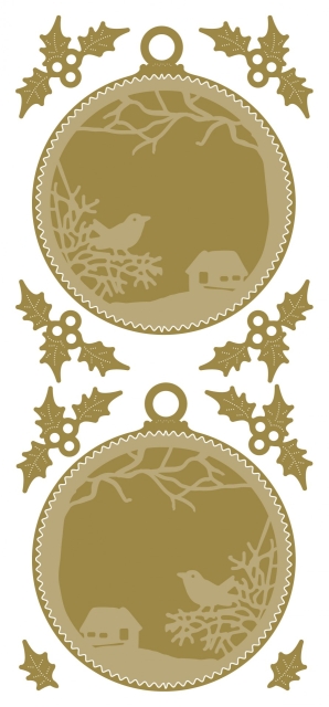 Stickerbogen 10 x 23 cm Etched Christmas Balls gold
