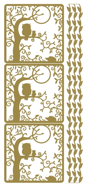 Stickerbogen 10 x 23 cm Tree gold