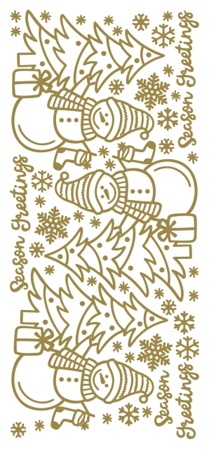 Stickerbogen 10 x 23 cm Tree Snowman gold