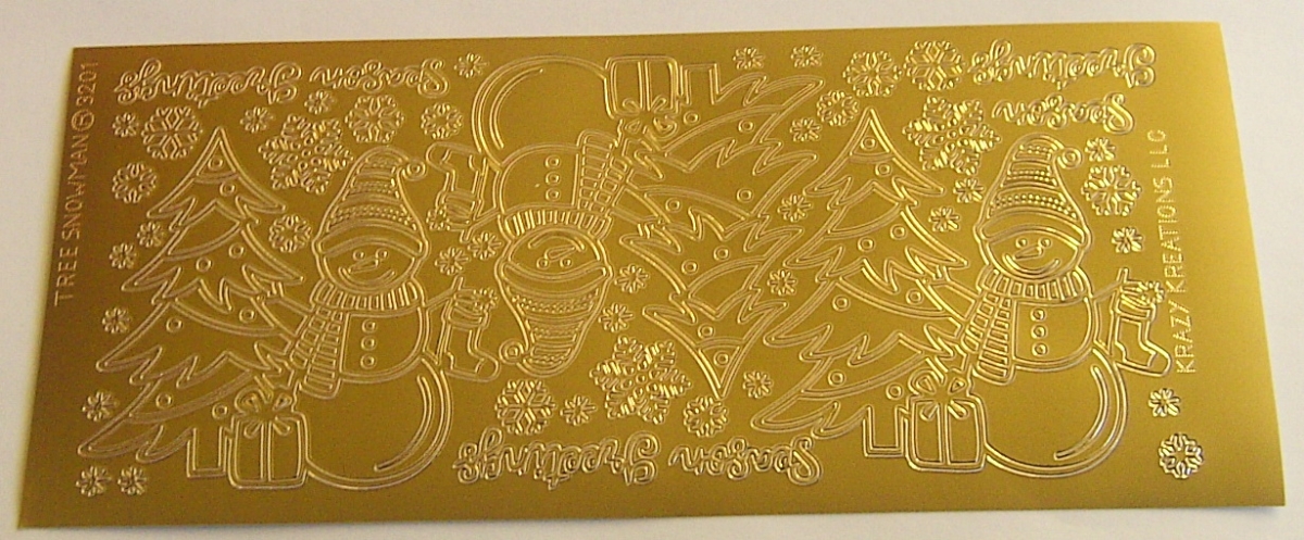 Stickerbogen 10 x 23 cm Tree Snowman gold