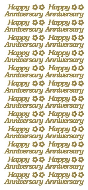 Stickerbogen 10 x 23 cm Happy Anniversary gold