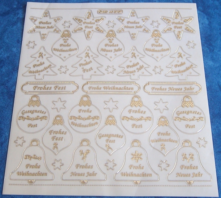 Stickerbogen Weihnachtswünsche Jumbo-Grösse gold