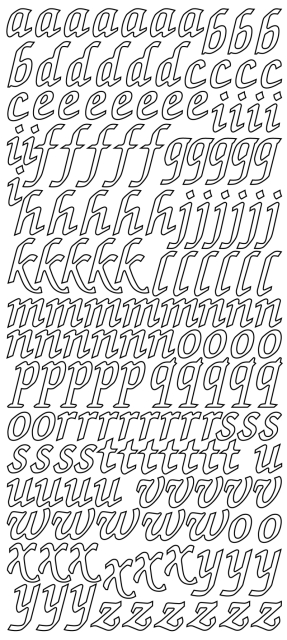 Stickerbogen 10 x 23 cm Buchstaben klein gold