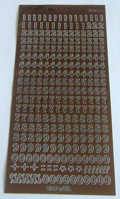 Stickerbogen 10 x 23 cm Zahlen toffee