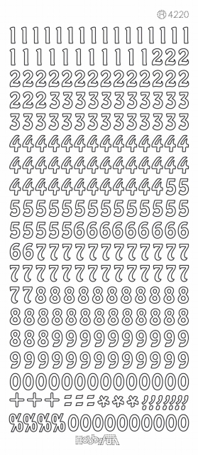 Stickerbogen 10 x 23 cm Zahlen toffee