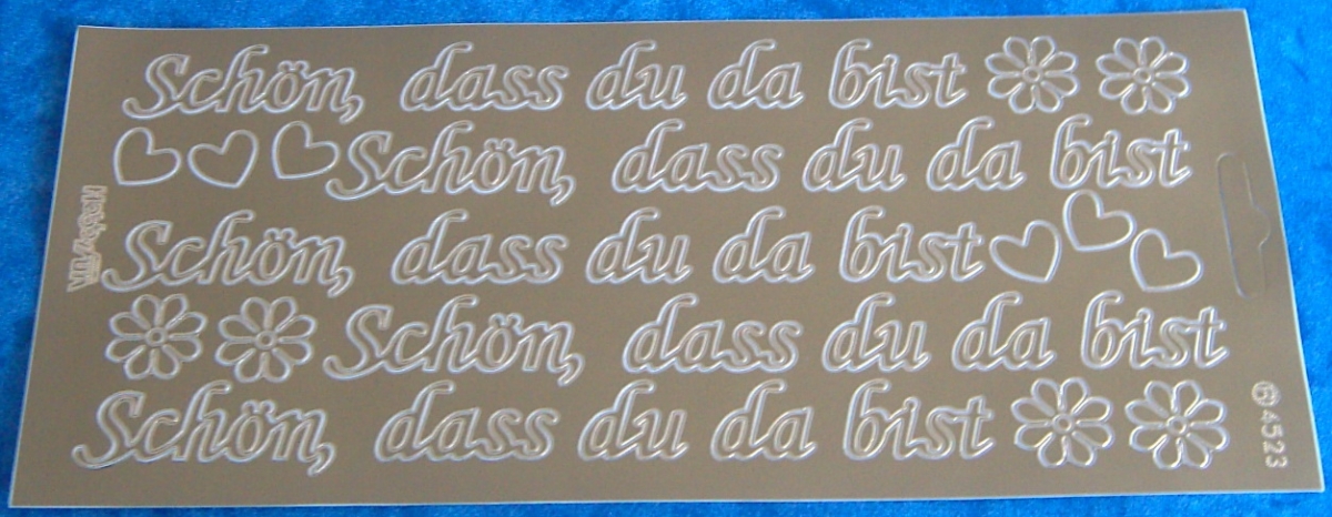 Stickerbogen 10 x 23 cm "Schön, dass Du da bist" gold