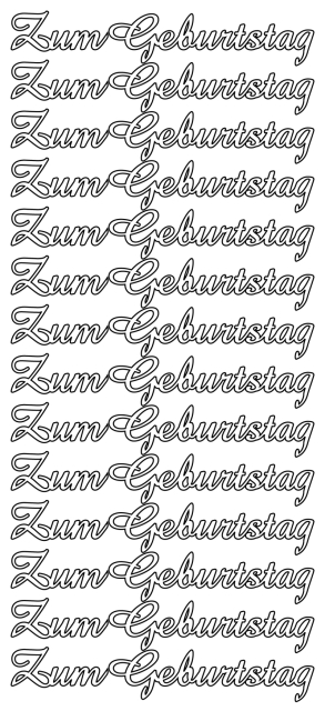 Stickerbogen 10 x 23 cm Konturensticker "Zum Geburtstag" silber