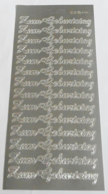 Stickerbogen 10 x 23 cm Konturensticker "Zum Geburtstag" silber