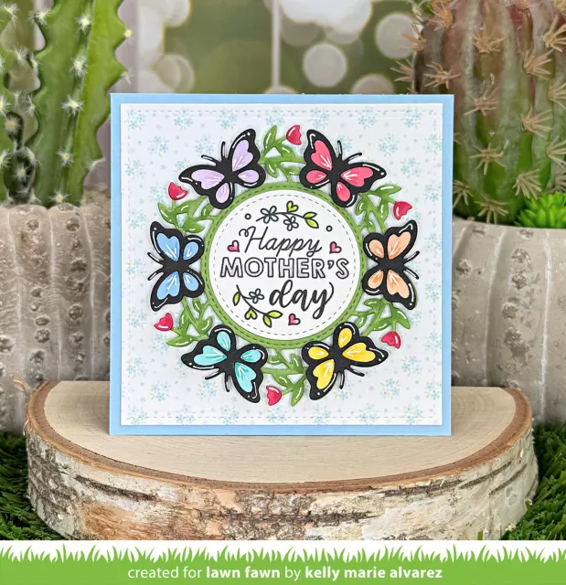 Lawn Fawn Magic Iris Butterfly Wreath Add-On Stand-Alone Lawn Cuts Dies