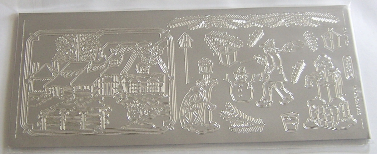 Le Suh Stickerbogen 10 x 23 cm Weihnachtslandschaft silber