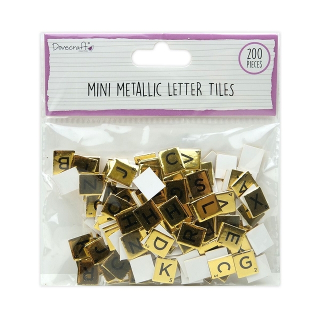 Dovecraft Mini Metallic Letter Tiles Gold