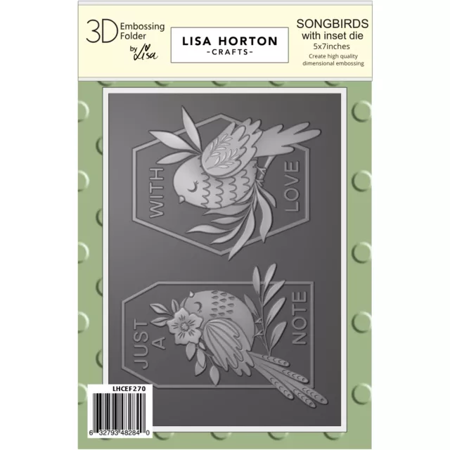 Lisa Horton Crafts 5 x 7 Inch 3D Embossing Folder with Integrated Die Songbirds