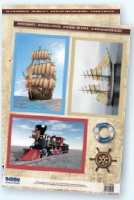 Reddy Cards Twinpack, 2 Segelschiffe, Dampflok