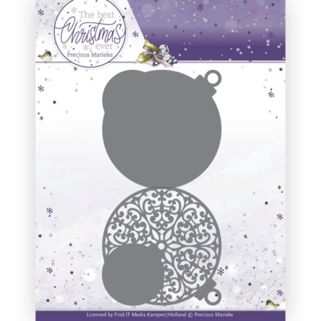 Precious Marieke Die / Stanzschablone The Best Christmas Ever - Christmas Bauble Shape Card