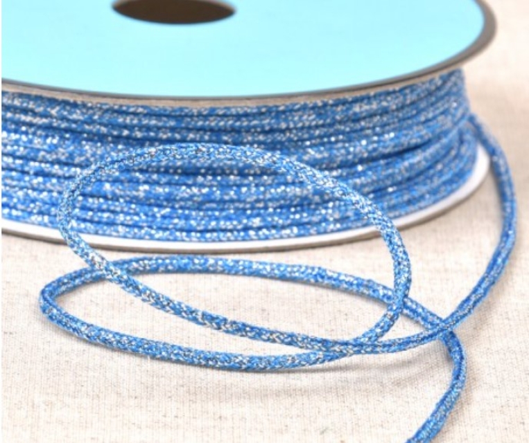 Kordel meliert metallic 2 mm Breite pro Meter blau / silber
