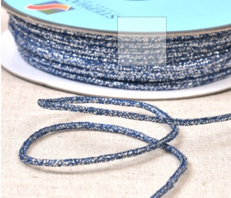 Kordel meliert metallic 2 mm Breite pro Meter blau / silber