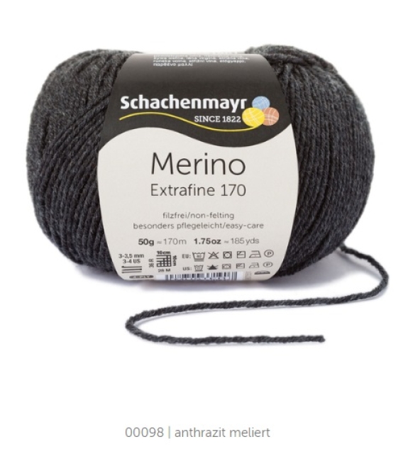 SMC Merino Extrafine 170 Anthrazit Meliert
